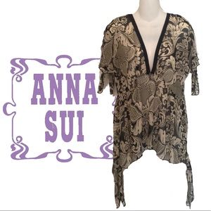 Anna Sui New York Short Sleeve Flutter Top Blouse